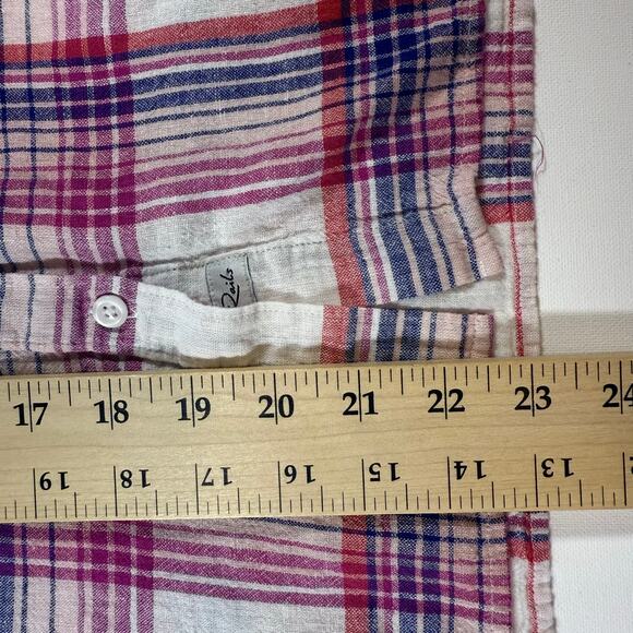Rails Whitney Plaid Linen Rayon Button Down Shirt Women’s M Pink Fuchsia Summer - Picture 9 of 9
